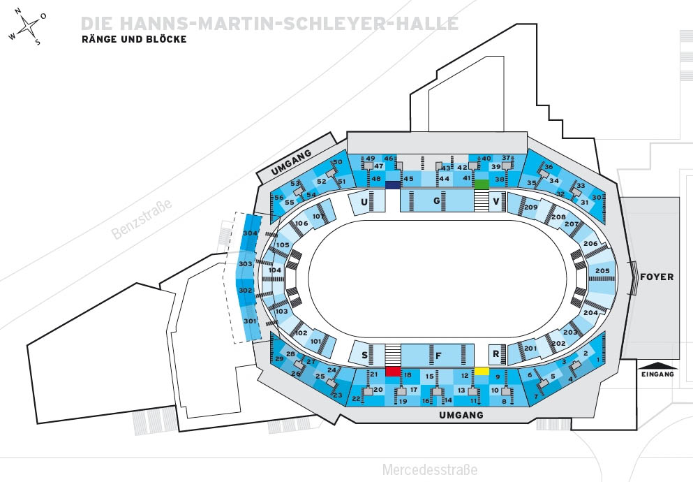 Schleyer-Halle Sitzplan Ränge und Blöcke